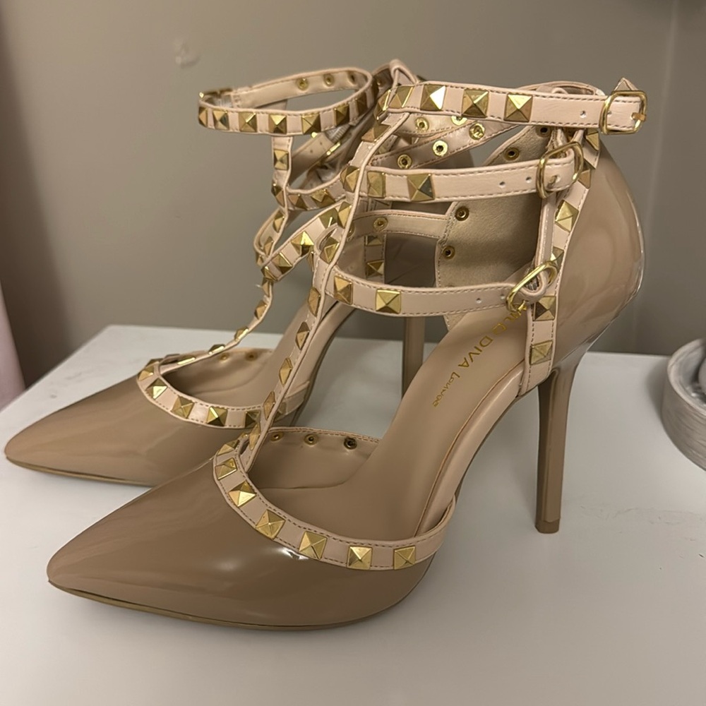 Nude studed heels